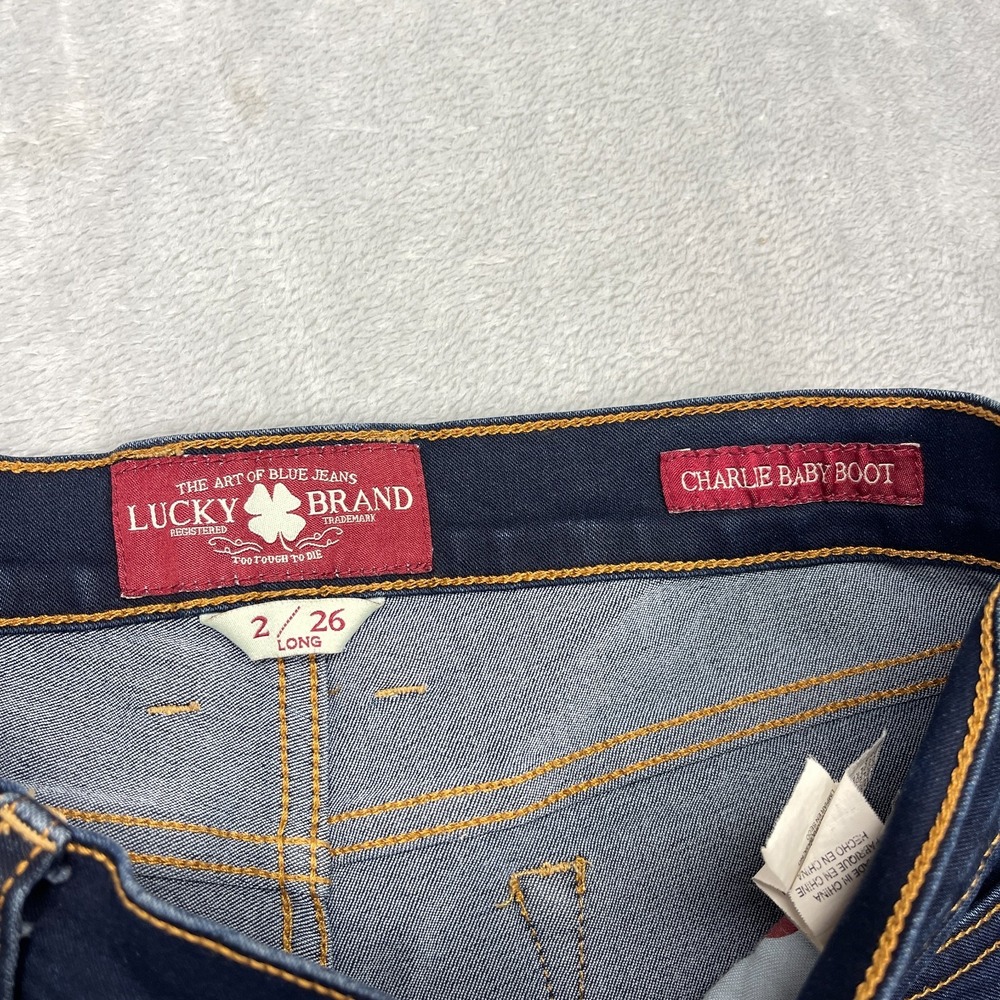Lucky Brand Jeans Women 2/26L (28x35) Blue Denim Dark Wash Charlie Baby Boot Cut - Picture 4 of 10